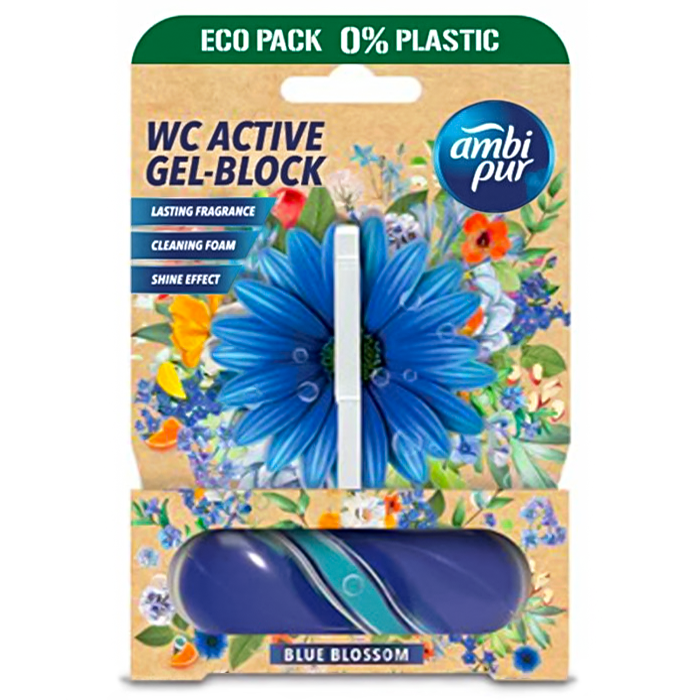 Гелевый подвесной блок для туалета Ambi Pur WC Active Gel-Block Голубые цветы, 45 г - 